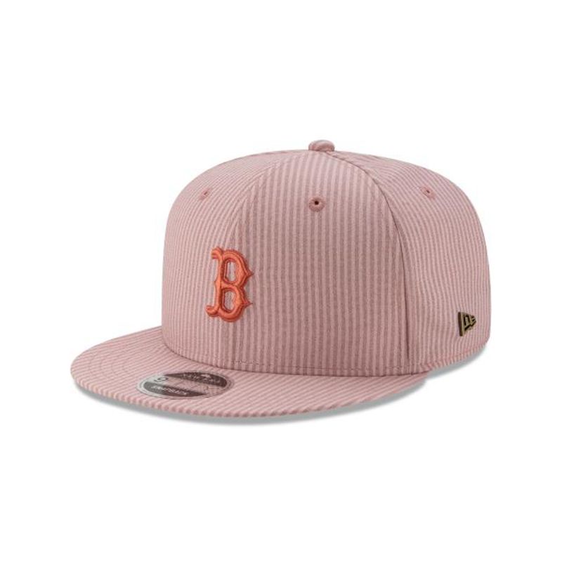 MLB Boston Red Sox Seersucker Black Label 9Fifty Snapback (RYD5101) - Pink New Era Caps